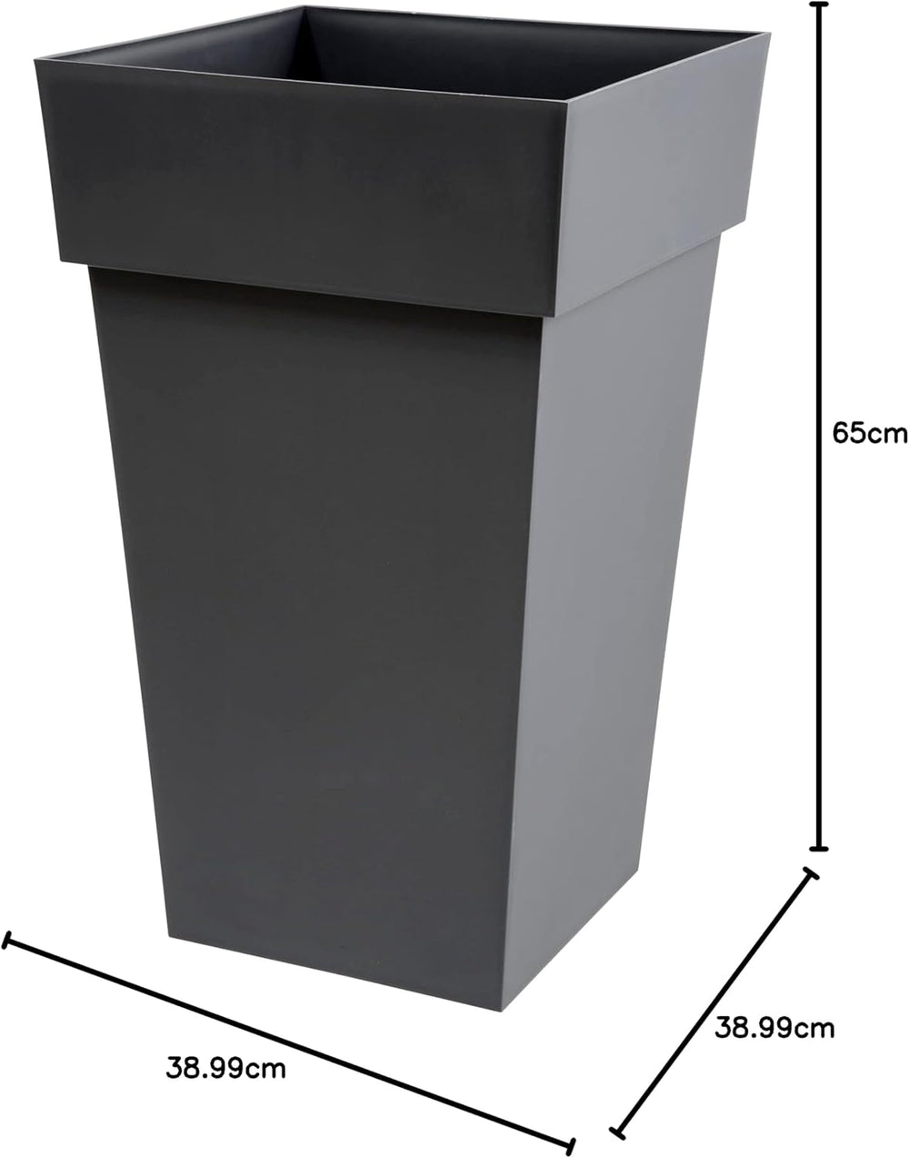 Plastiques 13635 G.ANT SX3 Ghiveci de flori din polipropilenă Toscane, 39 x 39 x 65 cm, gri