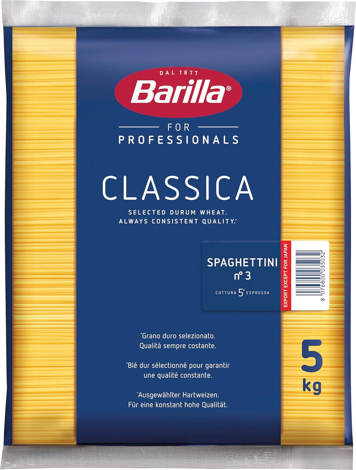 Barilla Pasta Klassische Spaghetti n.5 aus kiváló minőségű Hartweizen immer al dente, (1 x 500 g), geschmacklos
