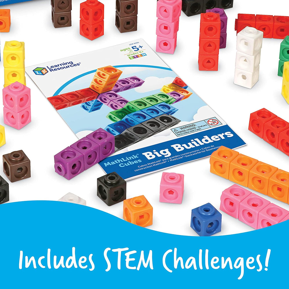 Tanulási források MathLink Steckwürfel Big Builders for Baumeister, ab 5 Jahren, Konstruktionsspielzeug für frühes Mint-Lernen, 200 Teile