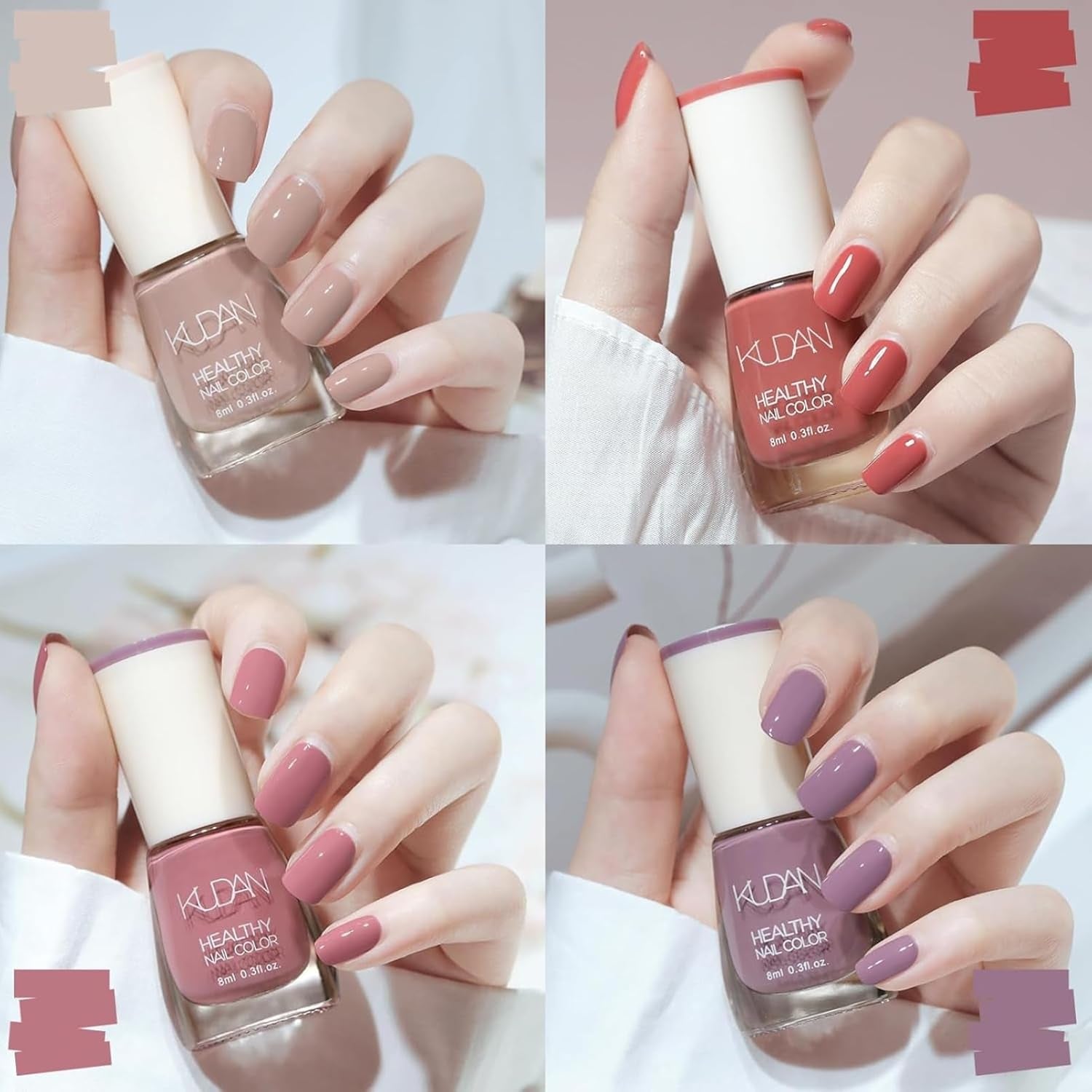4 részes körömlakk készlet - Gyorsan szárad, hosszan tartó vízbázisú körömlakk - DIY Nail Design körömlakk (Nude Normal Style 4 részes készlet)