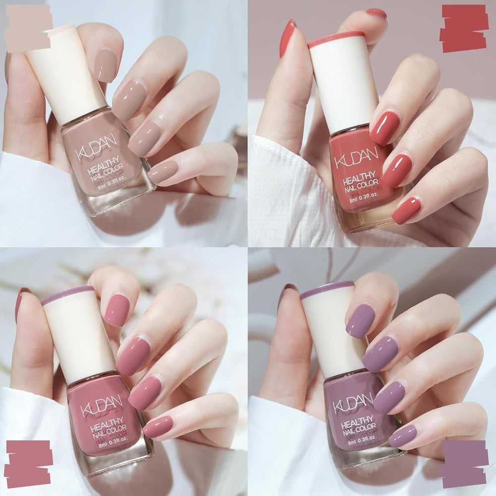 4 részes körömlakk készlet - Gyorsan szárad, hosszan tartó vízbázisú körömlakk - DIY Nail Design körömlakk (Nude Normal Style 4 részes készlet)