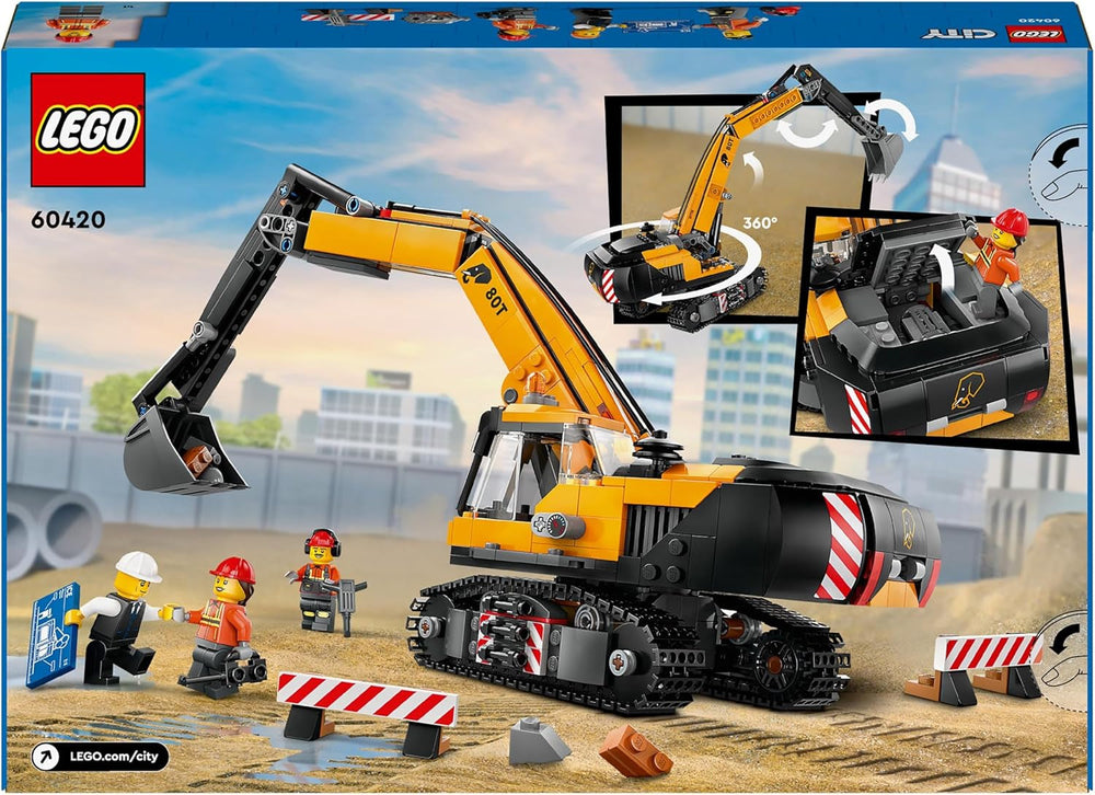 LEGO City Lánctalpas kotrógép, játék kotrógép 8 éves kortól, építőjáték kotrómodellel, megépíthető teherautó tartozékokkal és 3 minifigurával 60420 Építőkészlet Besuche den LEGO-Store