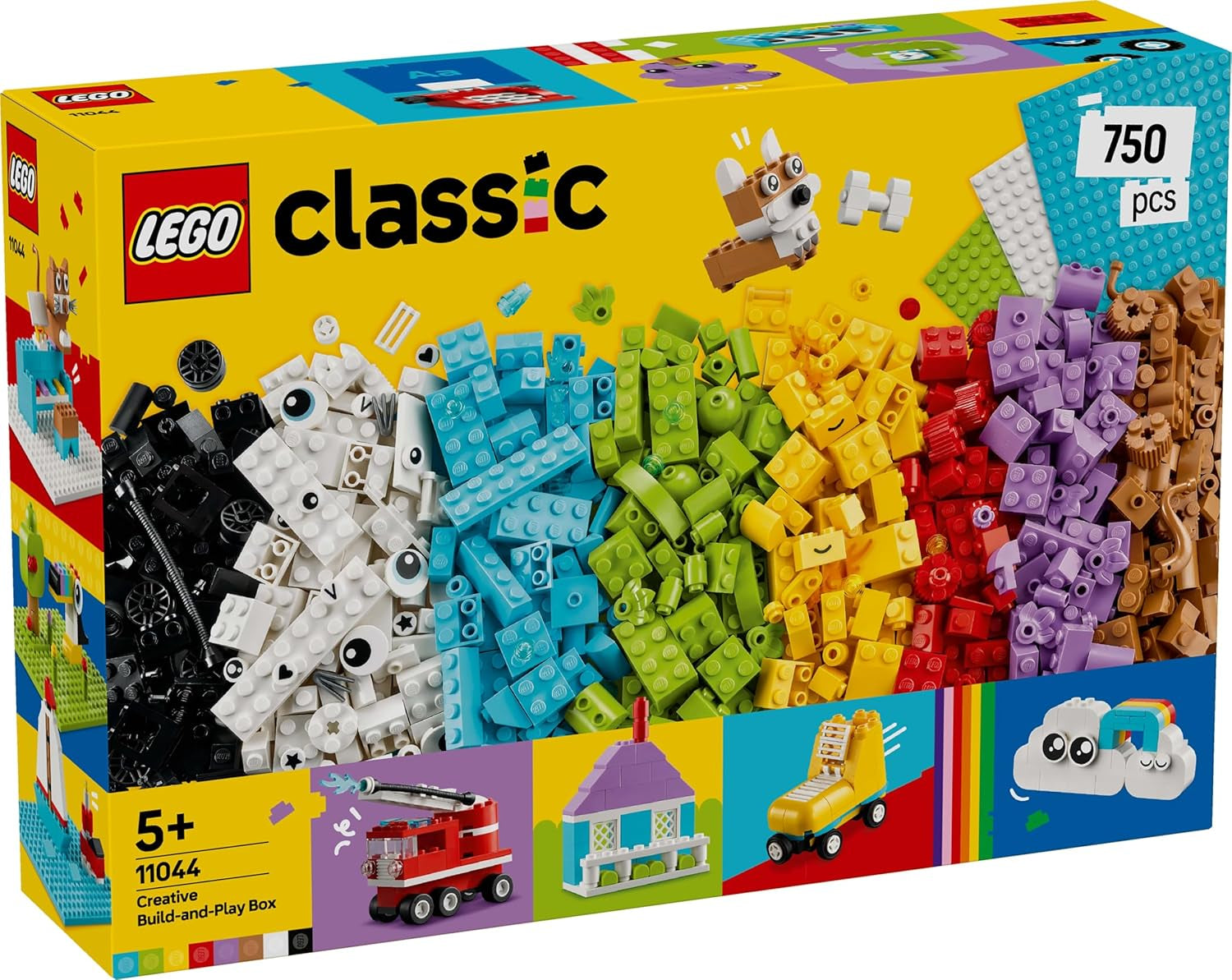 LEGO Classic kreatív készlet építéshez és játékhoz - készlet színes kockákkal - építs házat, kutyát, vicces autót, zongorabillentyűzetet és szivárványt - kézműves készlet fiúknak és lányoknak 5 éves kortól Építőkészletek Besuche den LEGO-Store