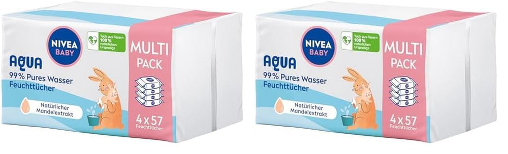 NIVEA Baby Aqua nedves törlőkendők 4x57 db