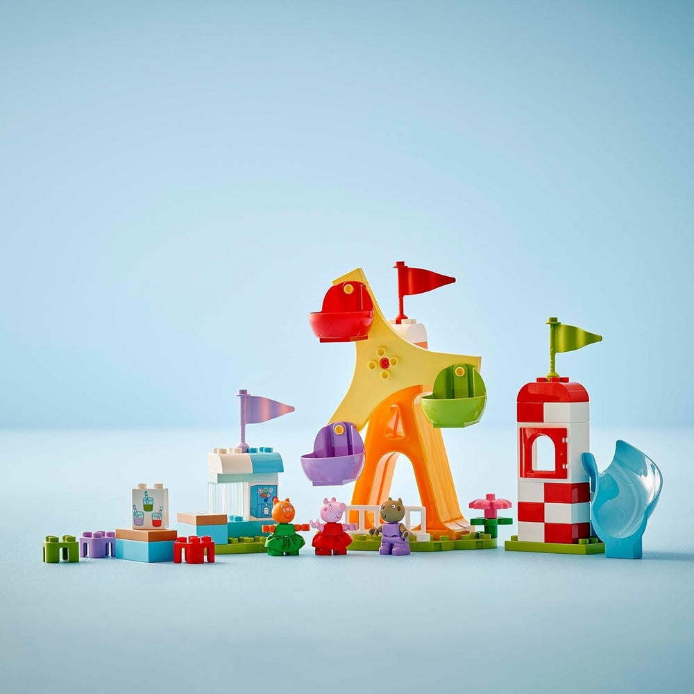 LEGO DUPLO Peppa Wutz Vásártér - Gyerekjátékok és motoros játékok 2 éves kortól - Óvodai játékok nagy kerékkel, csúszdával és 3 figurával, köztük Mollie Kittyvel és Klausi Kläffel - Ajándék gyerekeknek 10453 Építőkészletek Besuche den LEGO-Store