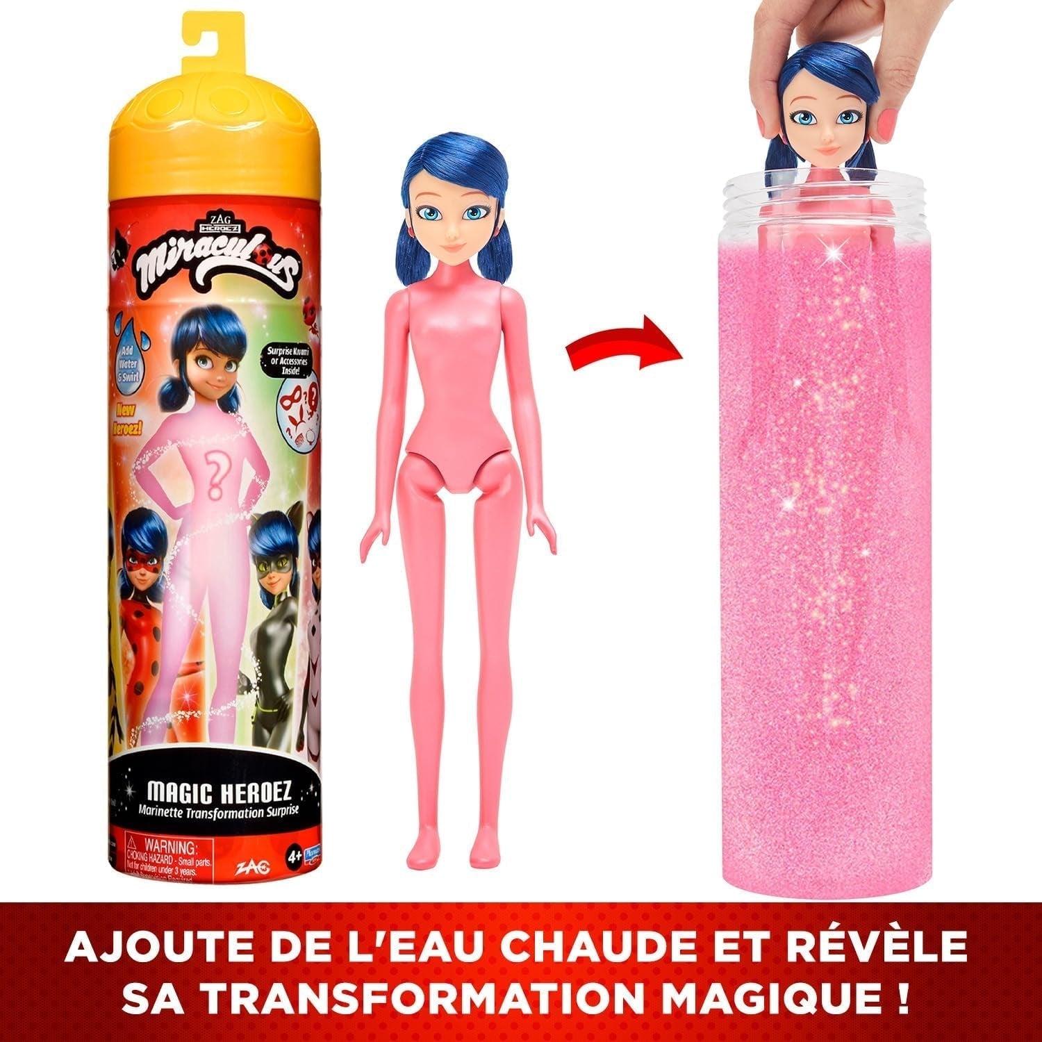 Bandai - Miraculous Ladybug - Doll Marinette Colour Change Surprise - Păpușă articulată Miraculous, 26 Cm + 3 surprize - Model aleatoriu - P50390 Papusi Naty Shop