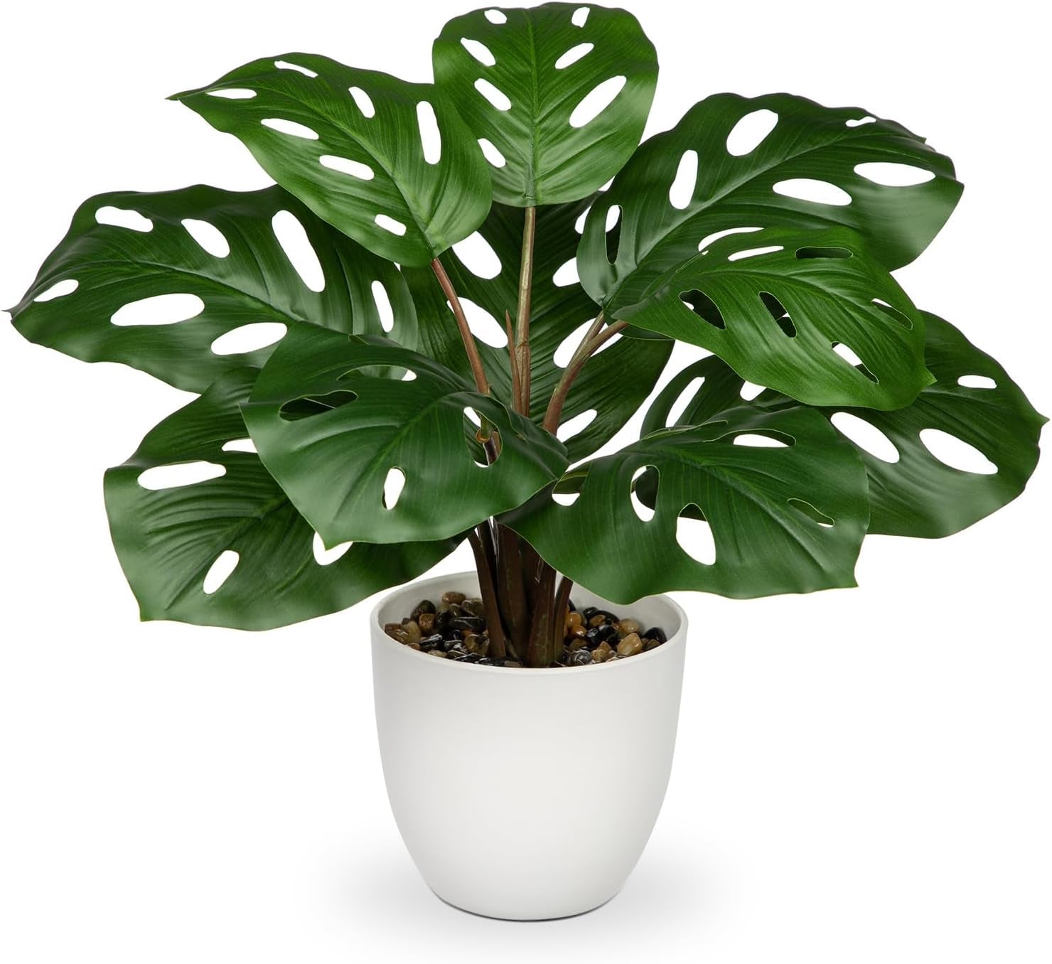 Hollyone Kunstpflanze Klein, 28 Cm Philodendron Pflanze Künstlich Mit Topf, Kunstpflanzen Wie Echt, Gefälschte Pflanze Für Badezimmer Deko Wohnzimmer Schlafzimmer Tischdeko