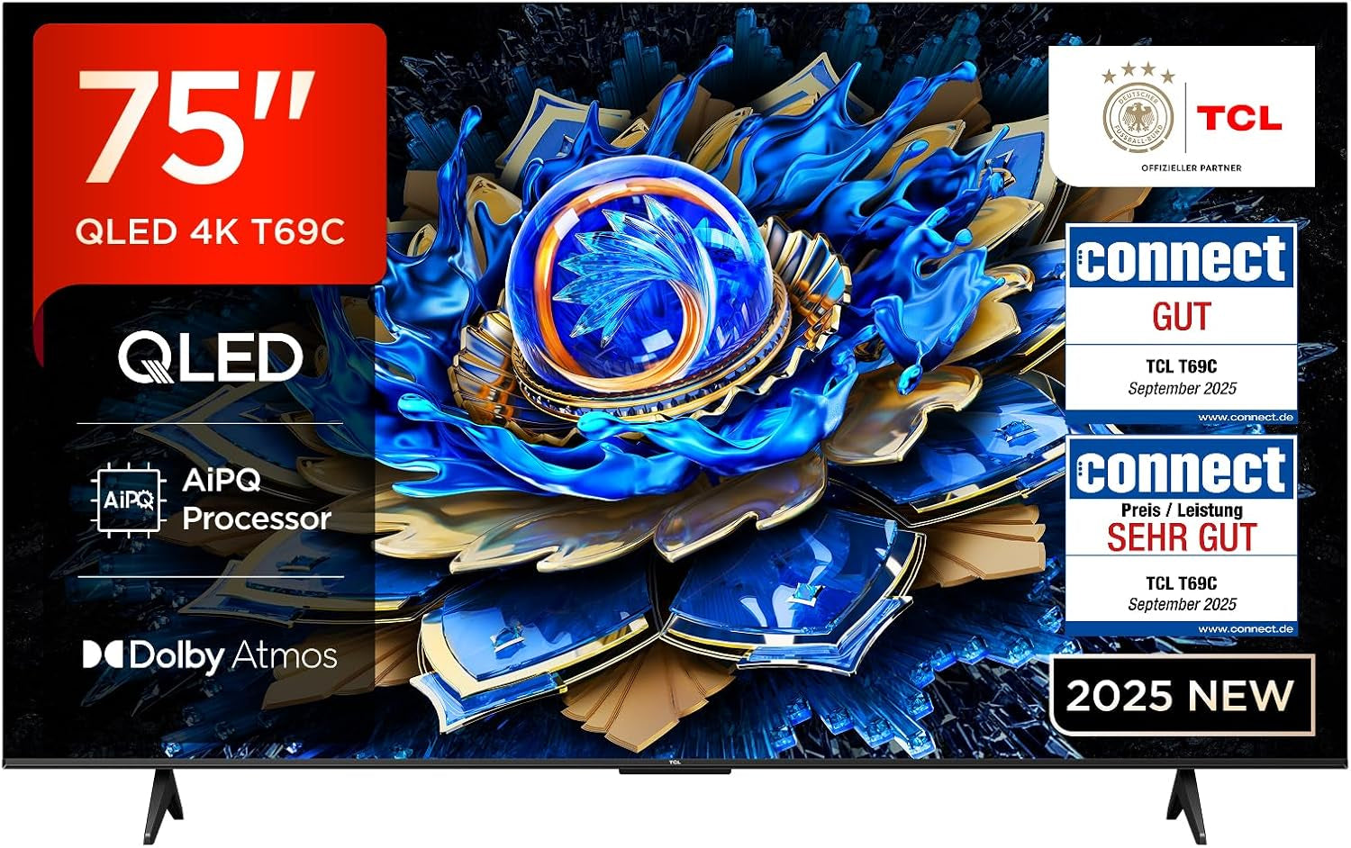 Televizor LED mini TCL 50C61KS QLED, 50 de inci, rezoluție 4K HDR Premium, Dolby Vision și Atmos, sunet Onkyo 2.0, Smart TV cu Google TV, Game Master, HDMI 2.1, AirPlay 2, Google Assistant și Alexa