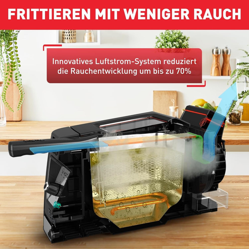 Tefal FR600D Clear Duo olajsütő, kevesebb füst és szag sütés, 1,2 kg kapacitás, termosztát, időzítő, nagy, köd nélküli betekintő ablak Háztartási gépek Naty Shop