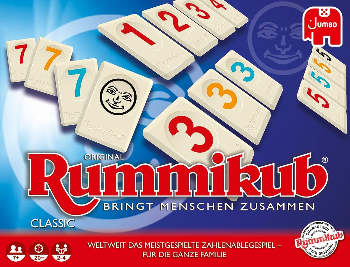 Jumbo Spiele Original Rummikub Classic - der Spieleklassiker unter den Gesellschaftsspielen - für Erwachsene und Kinder ab 7 Jahren JUM17571 Többszínű 2,7 x 3,7 cm