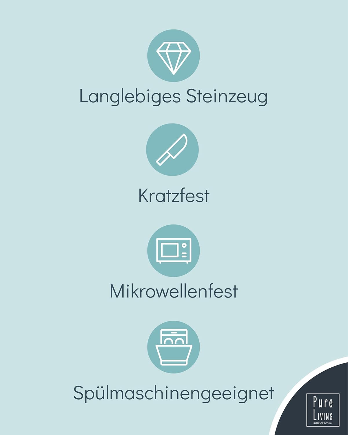 Steingut Geschirrset 12 Personen Rustic 36 tlg. TESTSIEGER, Hochwertiges Landhaussttil Steingut Geschirr Set, Schüssel- und Teller Set, Tafelservice 12 Personen, Geschirrsets Pure Living in Rauchblau