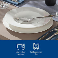 Vivo by Villeroy & Boch Basic White Tafelservice 12 Teilig Weiß, Teller Set, Weißes Geschirr, Geschirrset 6 Personen, Essservice, Speiseteller, Suppenteller, Spülmaschinenfest, Premium Porzellan Seturi vesela masa Naty Shop
