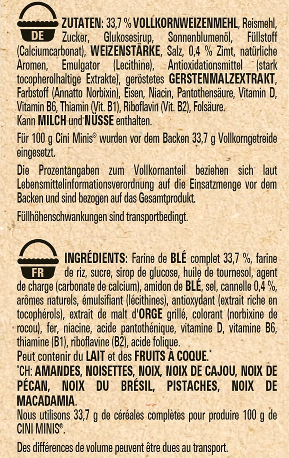 Nestlé CINI MINIS, fahéjas müzli, 37% Vital teljes kiőrlésű gabona, vitaminokkal, kalciummal és vassal, ropogós pehely, 7 db-os kiszerelés (7x375g)