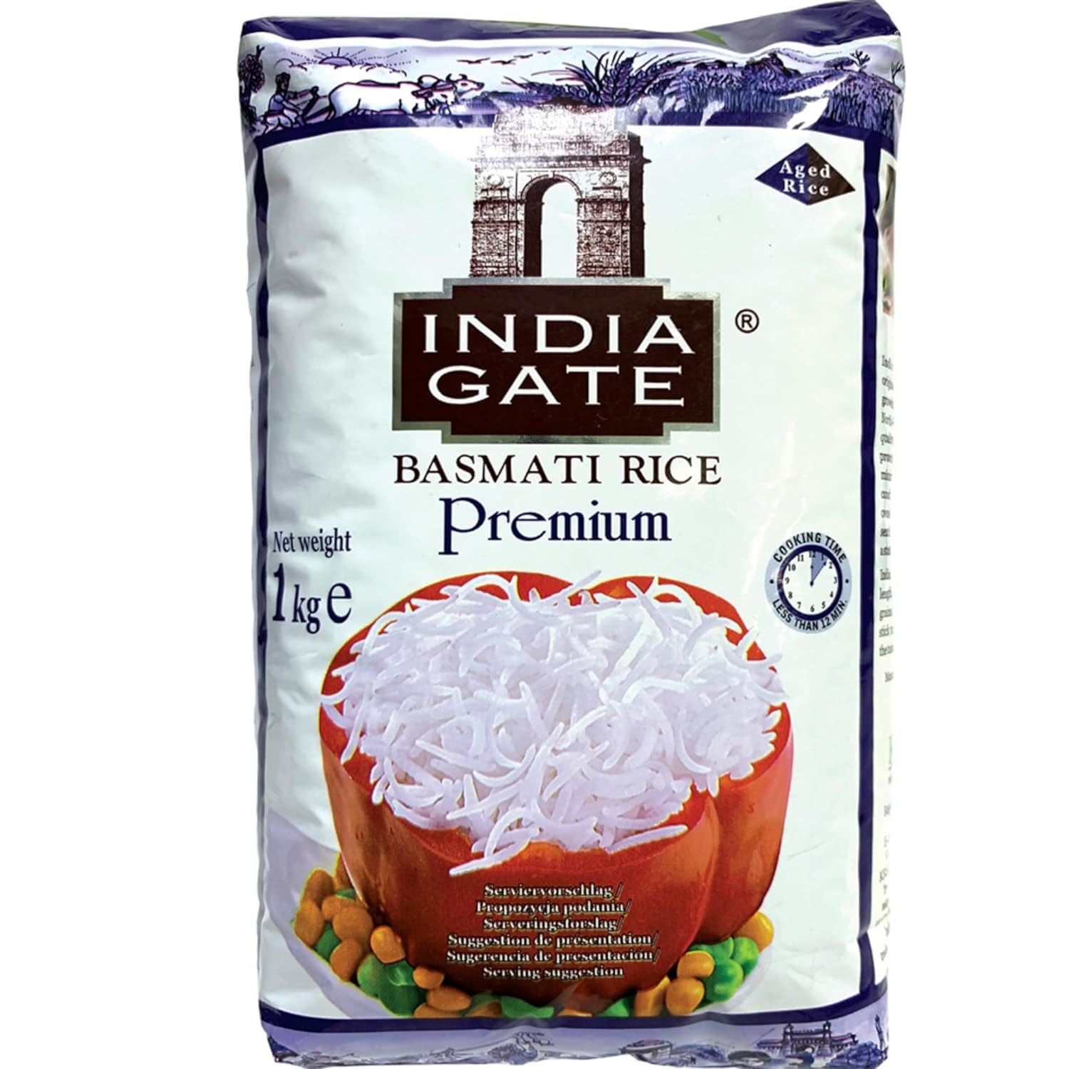 INDIA GATE Premium Basmati Rice – Hosszú szemű finom, aromás rizs Indiából, finom hosszú szemű (1 x 5 kg)