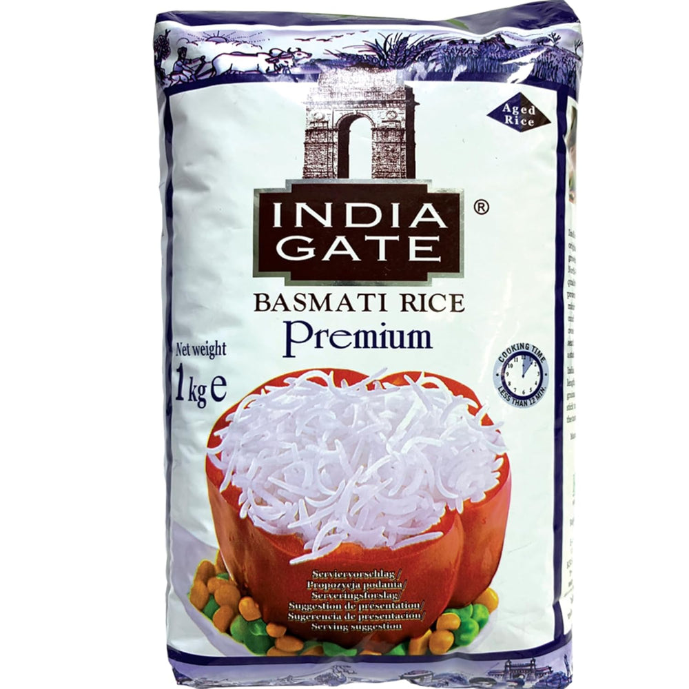 INDIA GATE Premium Basmati Rice – Hosszú szemű finom, aromás rizs Indiából, finom hosszú szemű (1 x 5 kg)