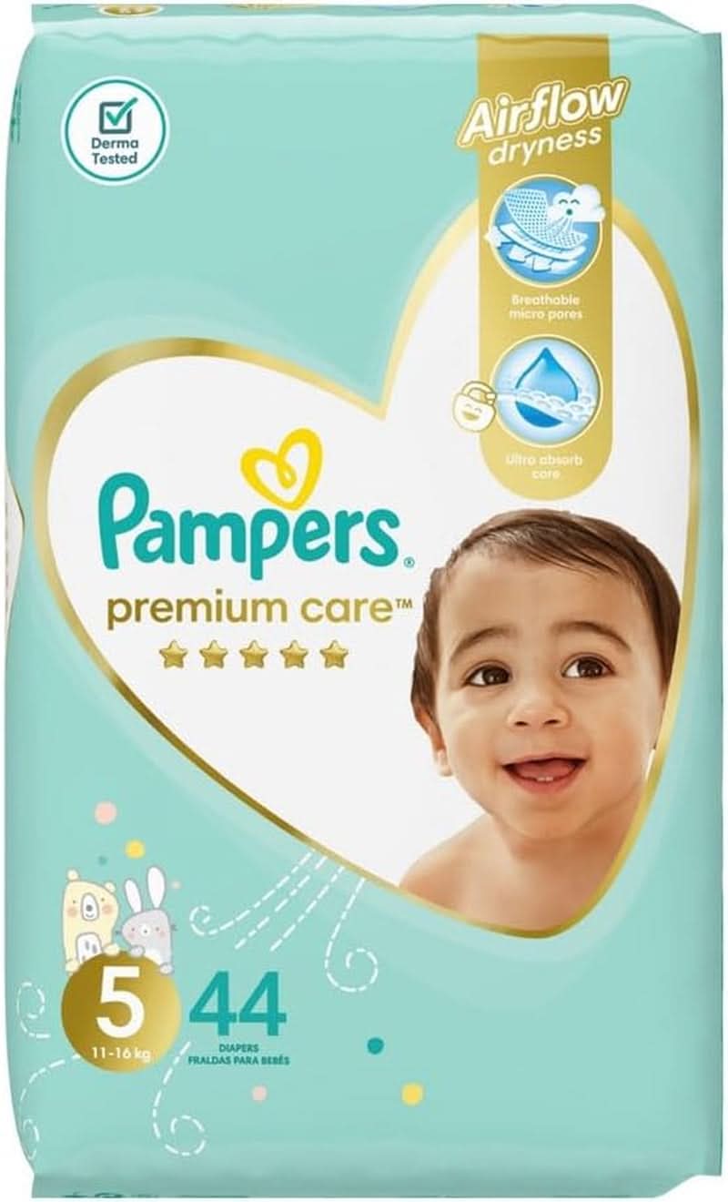 Pampers Premium Care pelenkák, 5-ös méret, 11 - 18 kg, 44 db Mother and Child Naty Shop