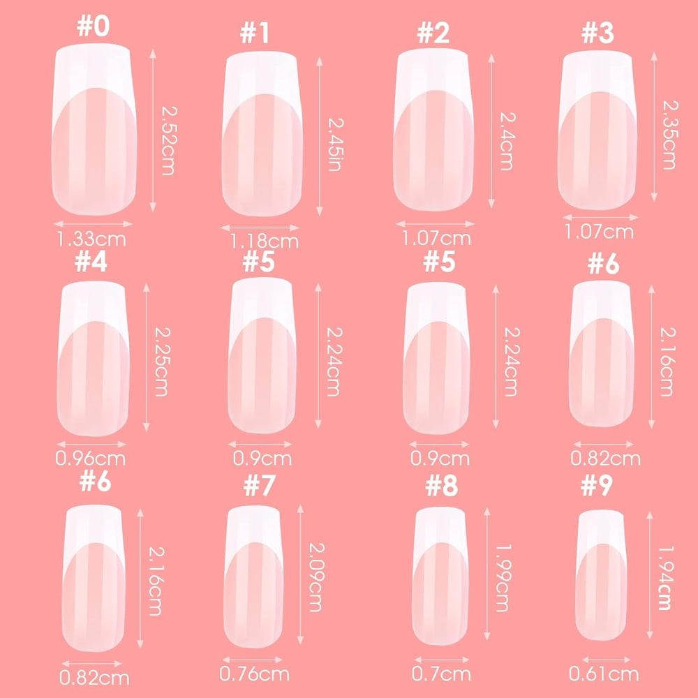 360 de bucăți de unghii adezive pentru unghii artificiale, cu cutie de depozitare și pilă de unghii (dreptunghiulară)