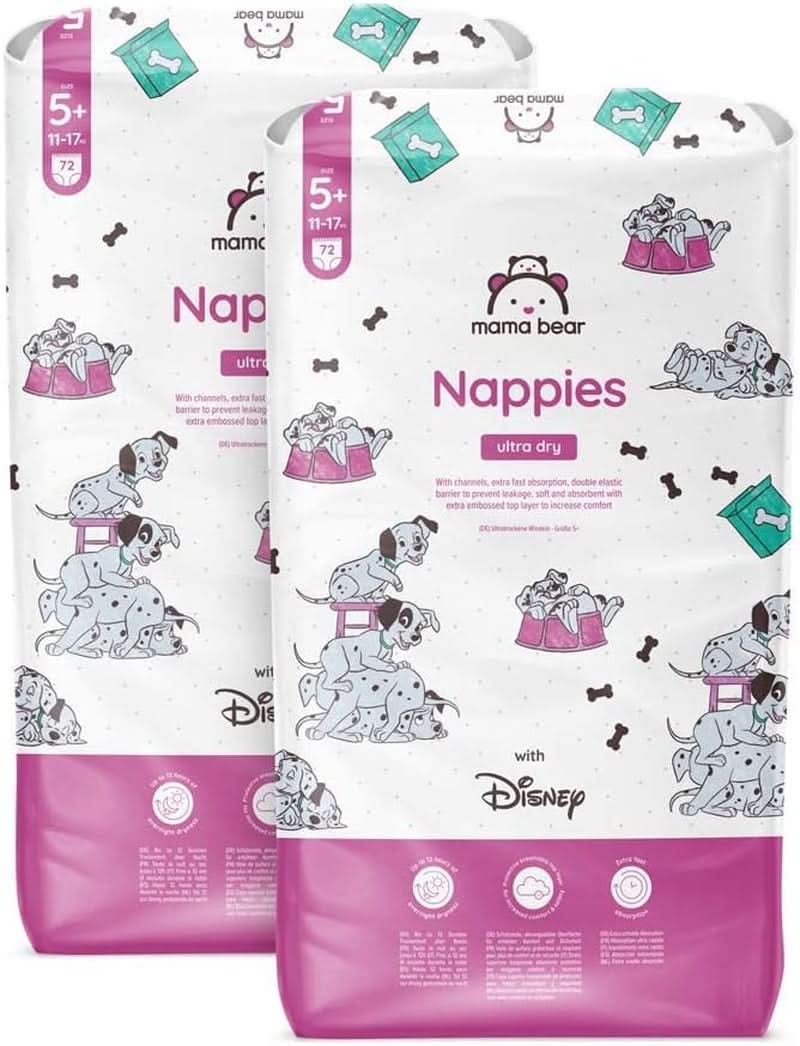 Mama Bear Disney Ultra Dry pelenkák 4-es méret (8-14 kg), fehér, 84 darab (1 csomag) Naty Shop méret 5+ (11-17 kg) havi csomag