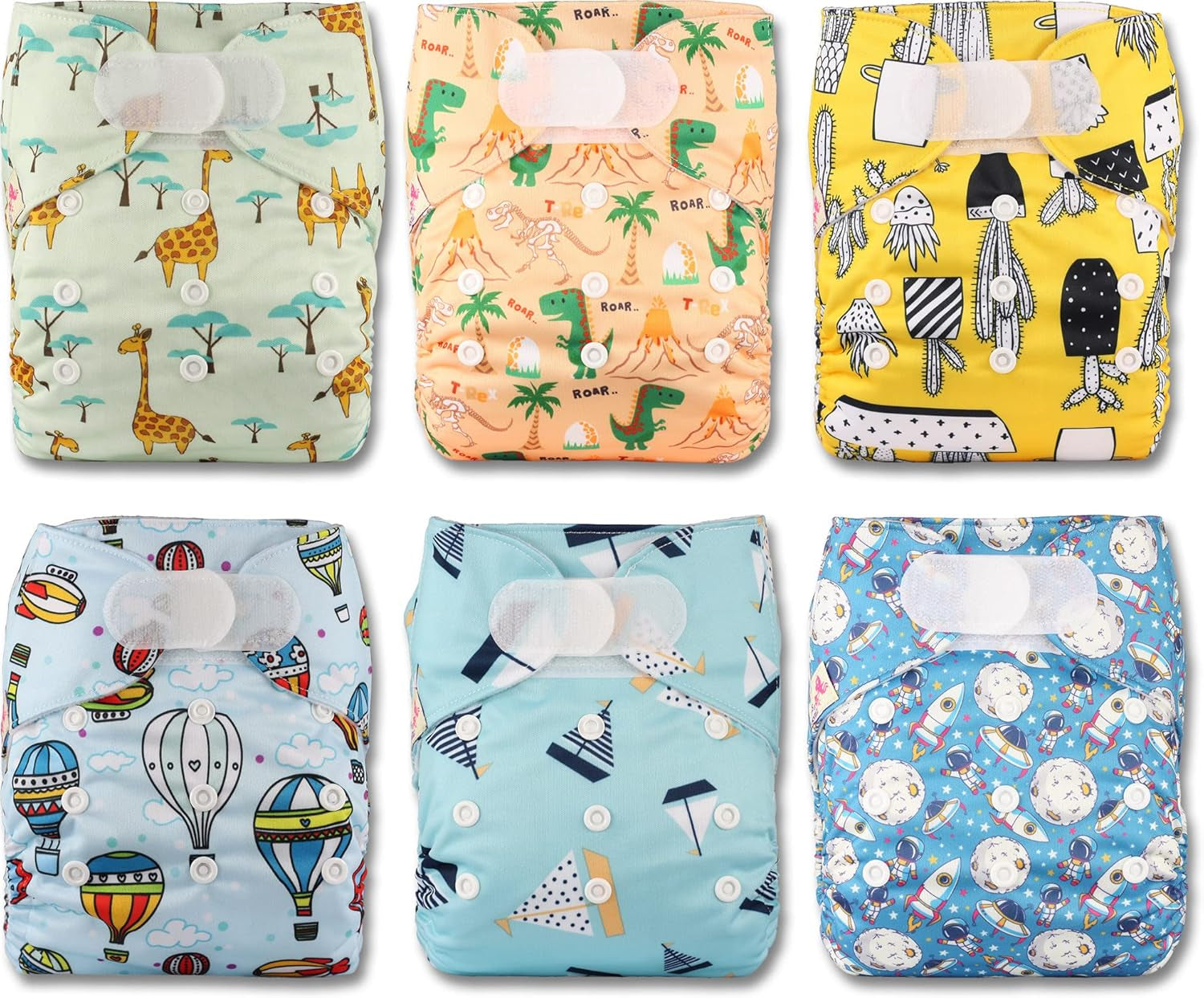 Littles és Bloomz újrafelhasználható pelenka FLV2-0602, szabványos horogzáras, 6 pelenka