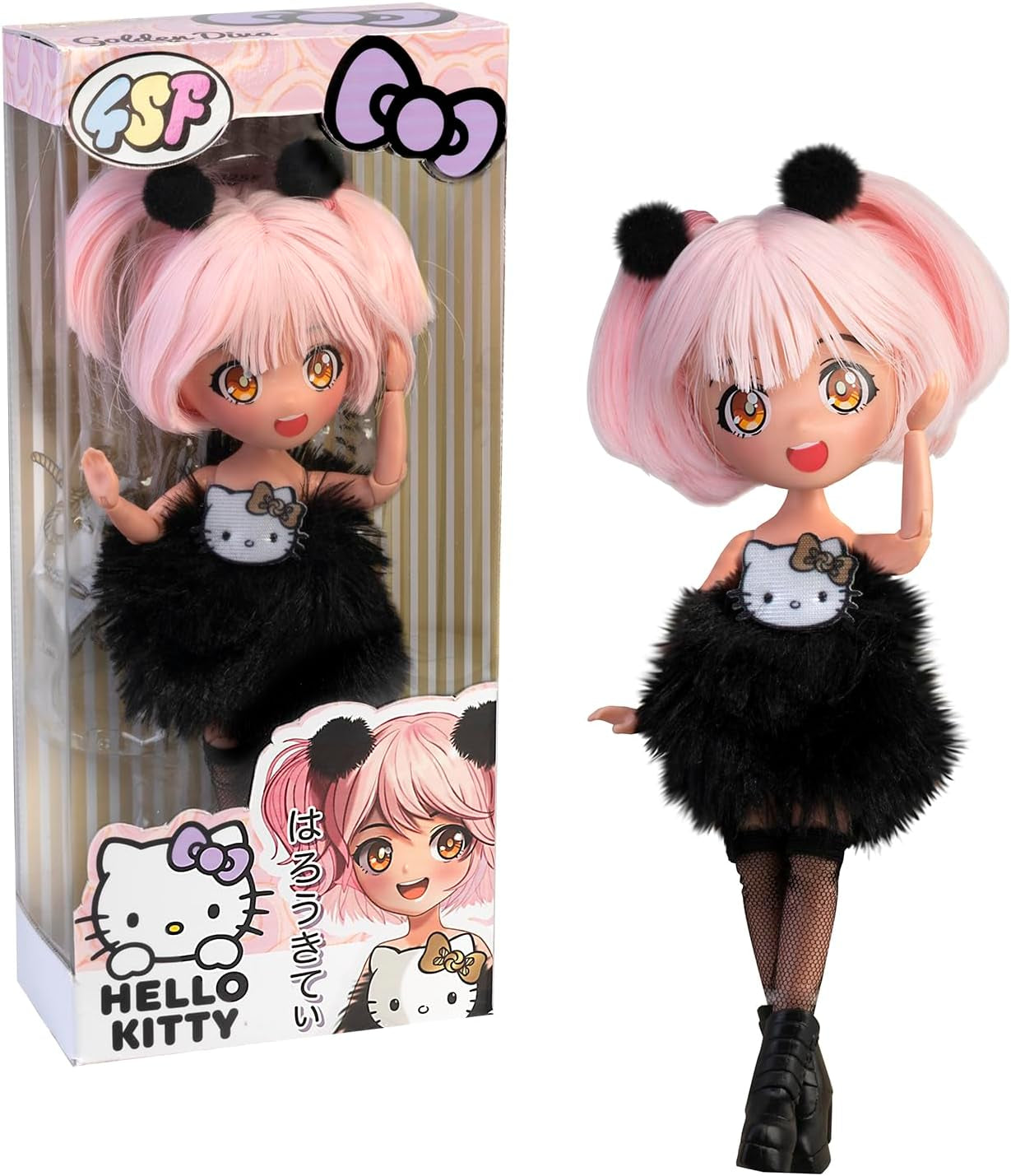 Manga Doll Pretty Pink, japanische Modepuppe mit modischen Designs, Manga, 19,5 cm Figur mit 15 Gelenkpunkten, blaues Haar, inklusive Zubehör, berühmt (HKTF0300)
