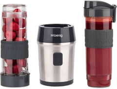 H.Koenig Smoothie Maker SMOO9 - Mini Standmixer - Mini Turmixgép - 300 Watt - 570 Ml - Edelstahl - 2 Kunststoffflaschen - Bpa-Frei, Grau Kitchen Naty Shop