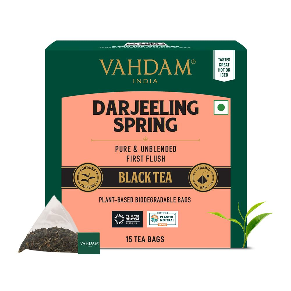 VAHDAM, ceai verde din Himalaya (30 pliculețe de ceai piramidale) 100% pur și aromat | Ceai verde natural cu frunze întregi | Proaspăt și direct de la sursa din India | Se prepară fierbinte sau rece