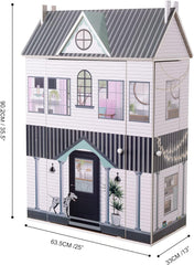 Olivia'S Little World Dreamland Farmhouse Kids Interactive Wooden Dollhouse 3 etaje cu 13 accesorii de mobilier pentru păpuși alb TD-13632A Casute de papusi Naty Shop