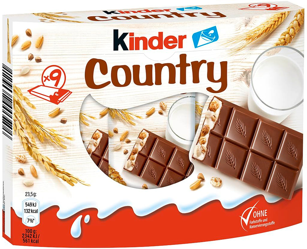 Kinder Country rudak, 9 rúd, 212 g