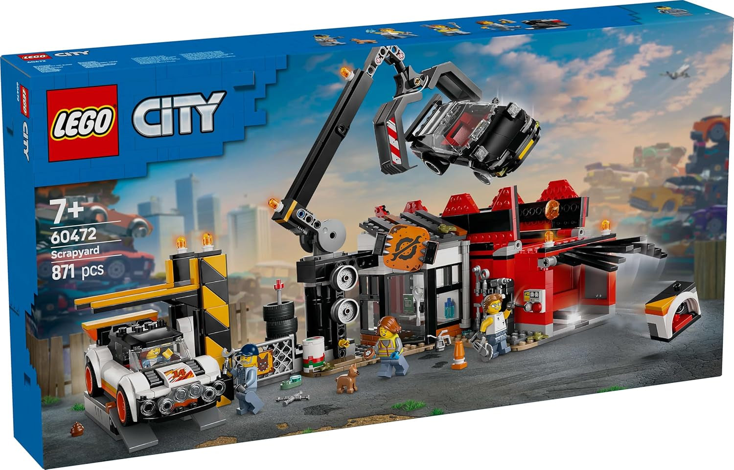 Depozit de fier vechi LEGO City cu mașini - jucărie cu presă de fier vechi și macara, 2 mașini de jucărie, 4 minifigurine muncitoare și clădire de birouri - cadouri aniversare pentru băieți și fete de la 8 ani 60472 Seturi de constructie Besuche den LEGO-Store