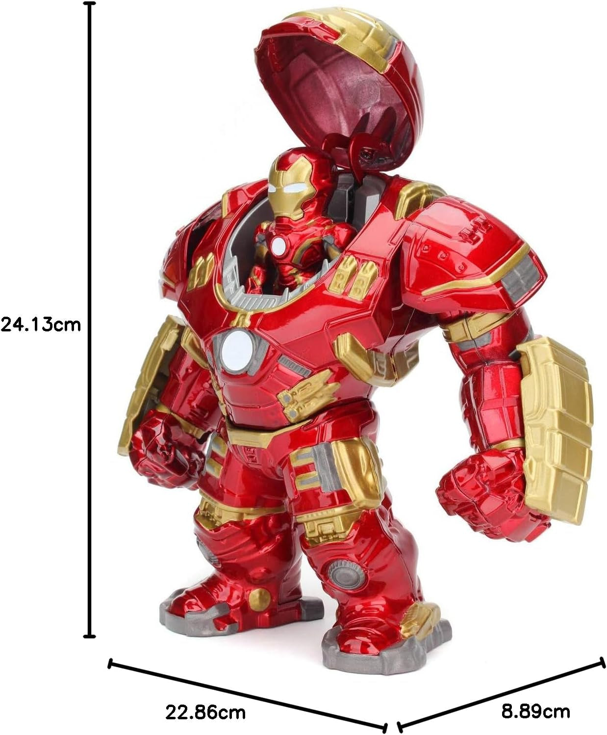 Jada Toys Marvel Figure Hulkbuster & Ironman, nyitott és zárt sisak, gyűjthető figurák, készlet, öntvény, piros, méret: 6 hüvelykes Hulkbuster és 2 hüvelykes Ironman akciófigurák Naty Shop