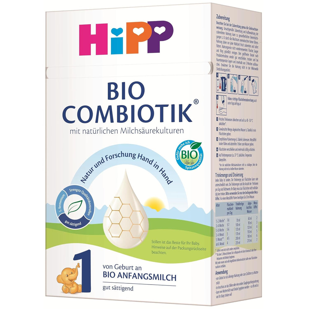 HiPP 1 Organic Combiotik (4 x 600 g), tejporos tápszer csecsemőknek születéstől fogva, természetes tejsavtenyészetekkel és könnyen kezelhető szerves keményítővel, a legjobb bio minőséggel