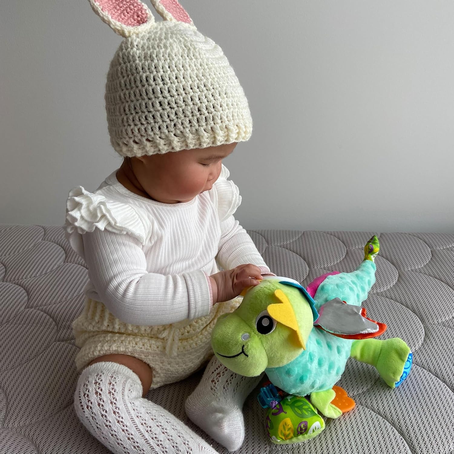 Playgro Sensory Friend, Dragon Dusty - jucărie pentru copii - abilități motorii - senzoriale pentru copii - zornăitor pentru copii - abilități motorii pentru copii - jucărie pentru copii - colorată Jucarii Bebe Naty Shop