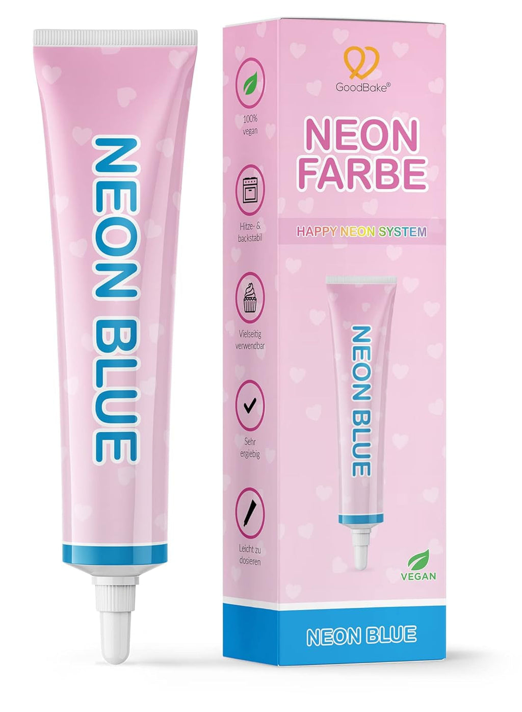 Goodbake Neonlebensmittelfarben 6 Farben Set – Intensive Lebensmittelfarbe – Lebensmittelfarbpaste – Zum Einfärben Von Torten, Fondant, Buttercreme Uvm. – 100% Vegan Naty Shop Neon Blau