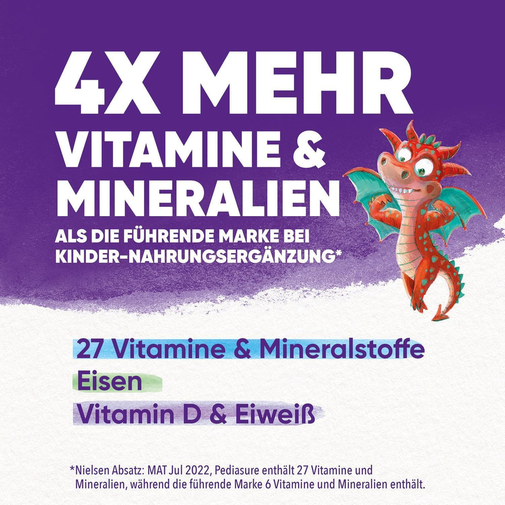Pediasure Kids Dragon Power Chocolate 400g | Ízletes shake táplálék-kiegészítőként gyermekeknek 1 éves kortól | 27 vitaminnal és ásványi anyaggal, fehérjével és tripleure komplexummal | A csomagolás eltérő lehet