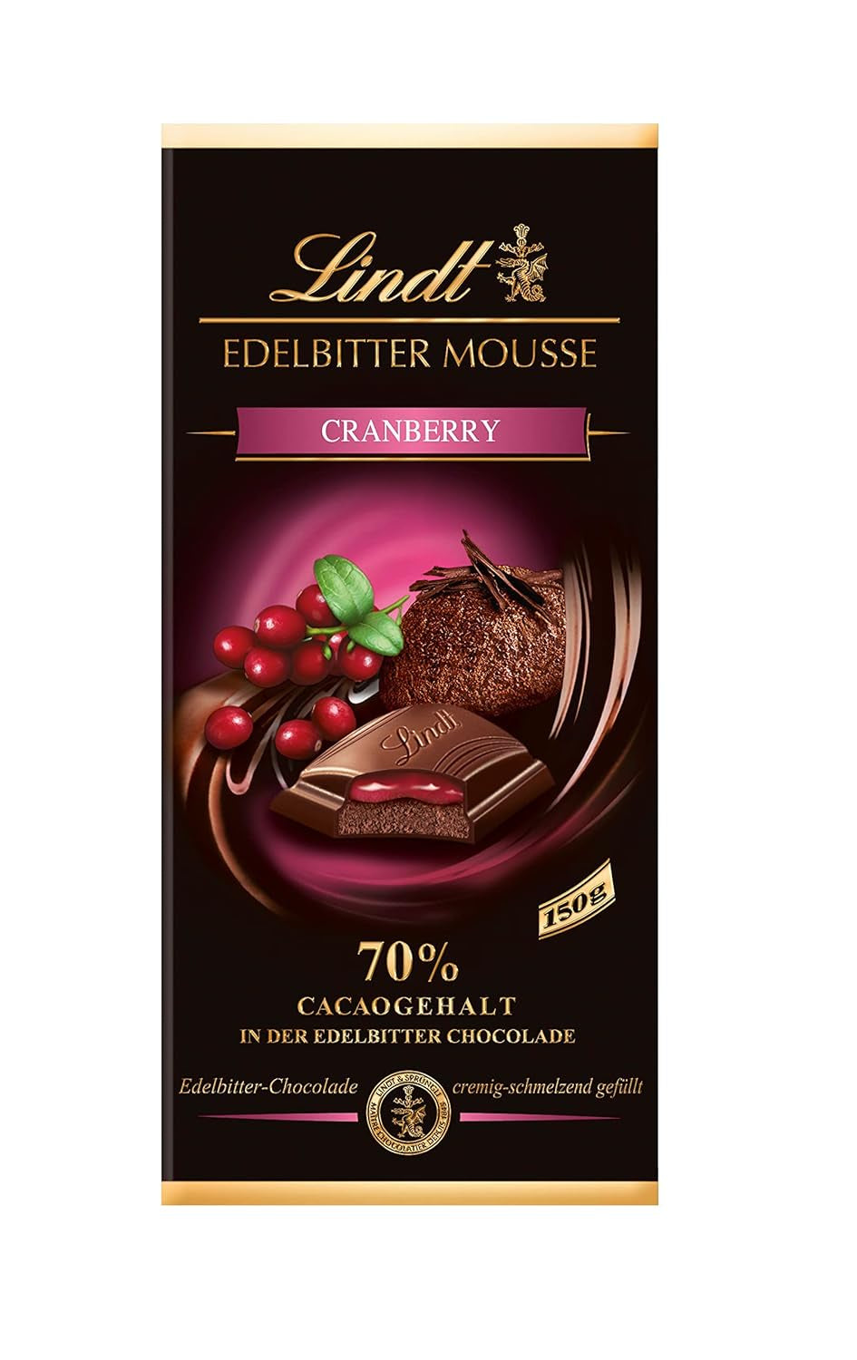 Lindt étcsokoládé hab chilivel és cseresznyével | Rúd 150g | 70%-os kakaótartalommal, étcsokoládé mousse töltelékkel és cseresznye chilivel | Csokoládé | Étcsokoládé