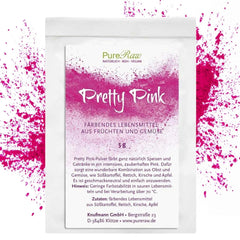 Pretty Pink Natürliche Lebensmittelfarbe Pulver Rosa (Roh Vegan) Pastell Rose Bis Intensiv Rosa-Rot - Essbare Farbe Für Lebensmittel Aus Früchten Und Gemüse - Natural Food Coloring | Pureraw 5G Naty Shop 5 G (1Er Pack) Pink