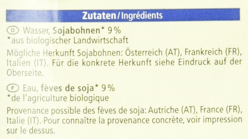 Bio Sojadrink, zsírtalan, gluténmentes, laktózmentes, vegán, 8er Pack (8 x 1 kg)