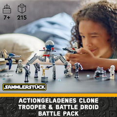 LEGO Star Wars 75372 Clone Trooper & Battle Droid Battle Pack csomaggal 4 minifigura, 5 droid és gyorshajtó motorkerékpár lövöldözős játékkal - Építőjáték 7 évesnél idősebb fiúknak és lányoknak Építőkészletek Besuche den LEGO-Store