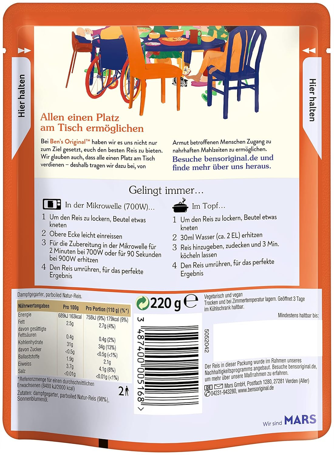 BEN'S ORIGINAL™ natúr expressz rizs 6 x 220g