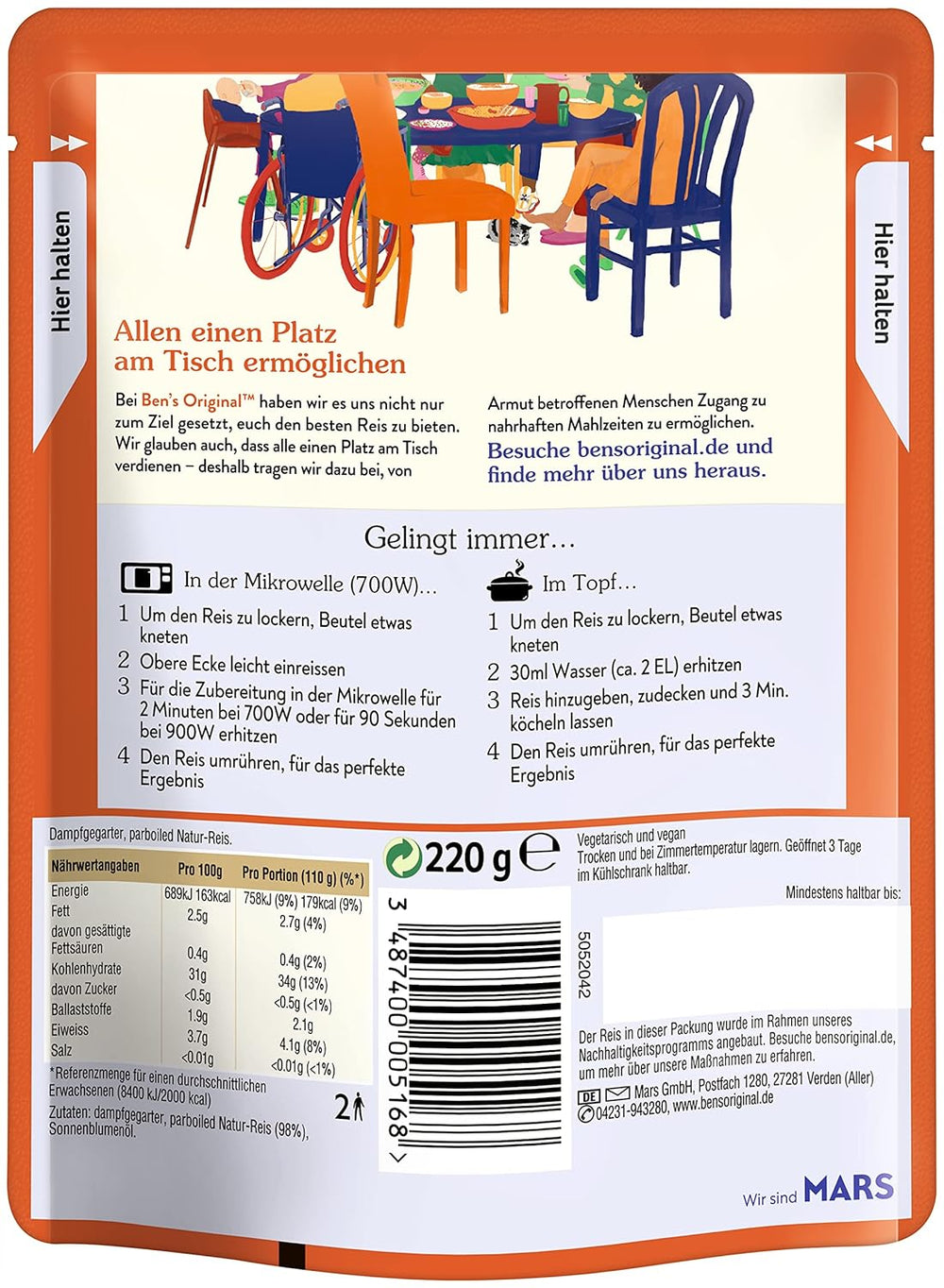 BEN'S ORIGINAL™ natúr expressz rizs 6 x 220g