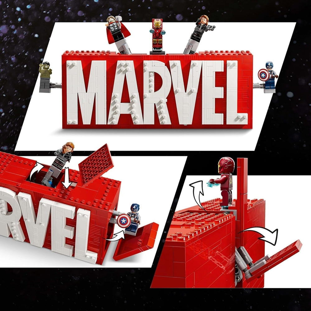 LEGO Marvel: Marvel logó és minifigurák - Hulk, Thor, Vasember, Fekete Özvegy és Amerika Kapitány gyűjteménykészlet - Bosszúállók figuraépítő készlet - Ajándék fiúknak és lányoknak 12 éves kortól 76313 Építőkészletek Beuche den LEGO-Store