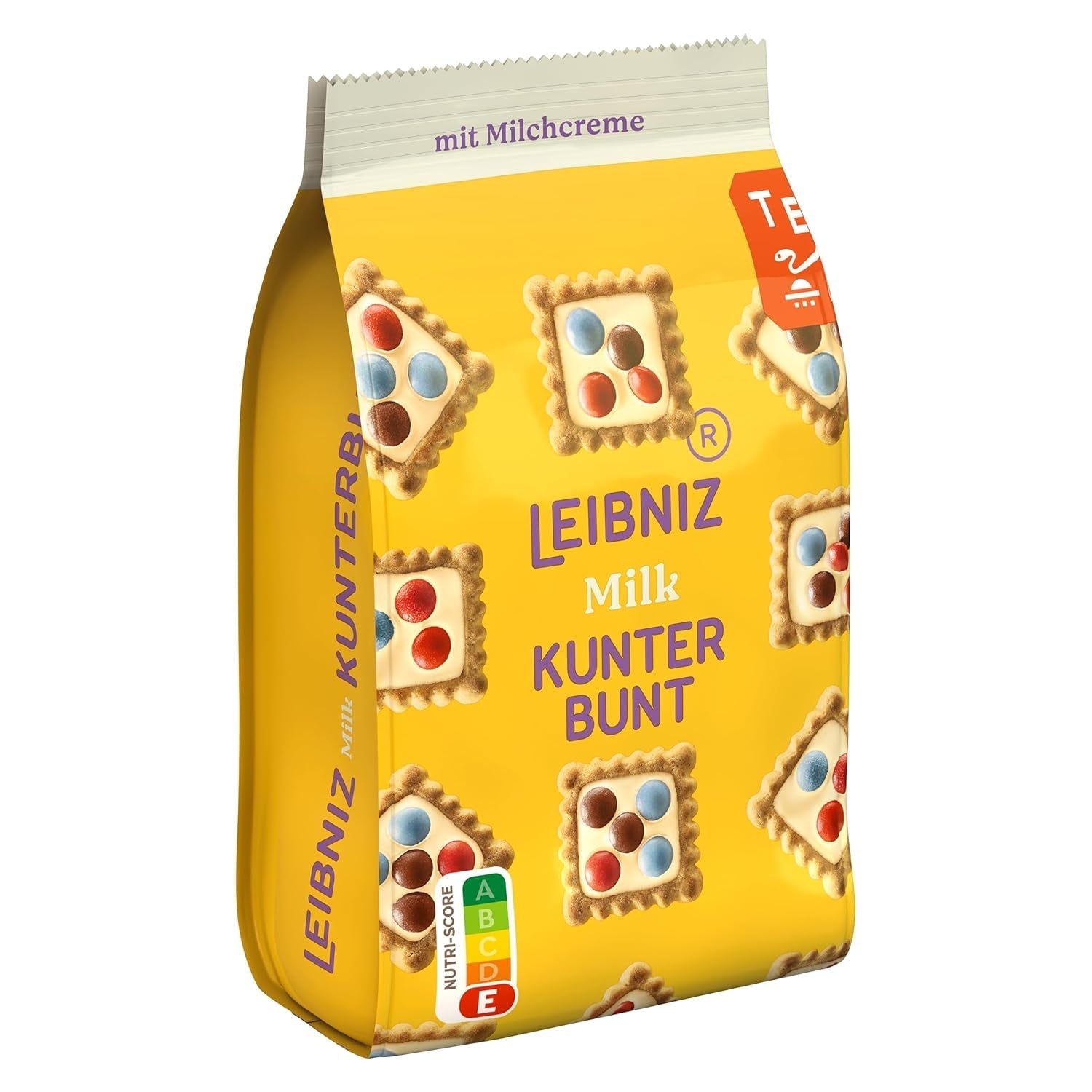 LEIBNIZ Kunterbunt Milk, pachet de 12, Biscuiți crocanți cu cremă de lapte și bucăți de ciocolată (12 x 125 g)