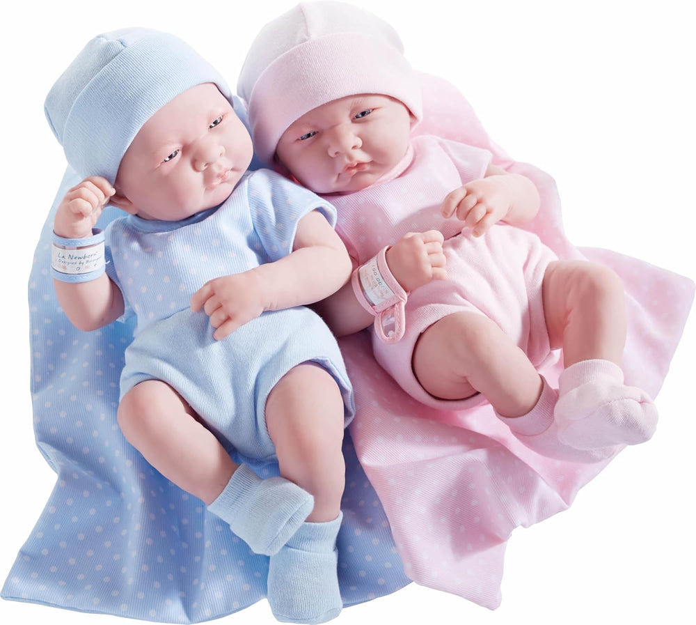 jc toys 102-18540 – Kinderpuppe, Körper aus Gummi, Blue Kleidung mit Punken, 36 cm