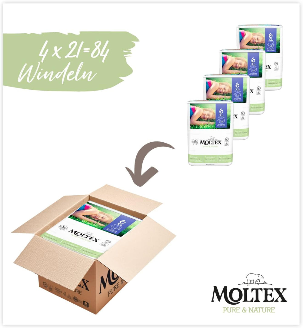 Pure & Nature bio pelenkák 6 XL méretű (17-28 kg) havi doboz 84 bio pelenkák