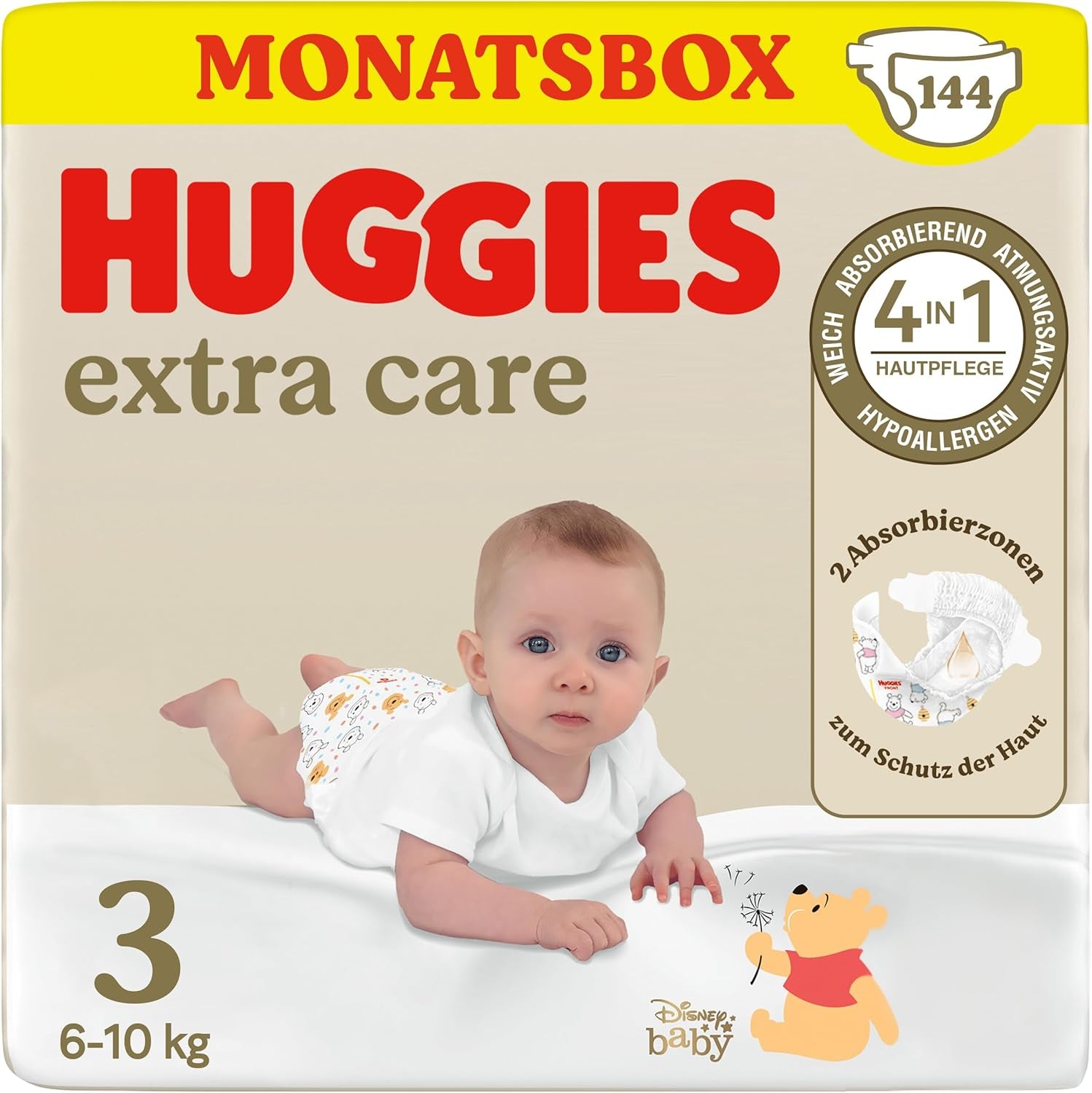 Huggies Extra Care Disney baba pelenka, 4-es méret, 120 pelenka (2x60), havi doboz