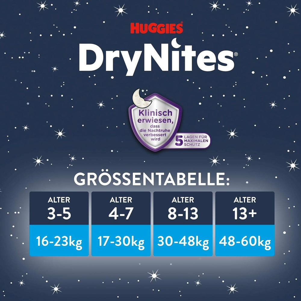 Huggies Drynites Szuper nedvszívó éjszakai pelenka, 8-13 éves fiúknak (30-48 kg), 9 db Mother and Child Naty Shop