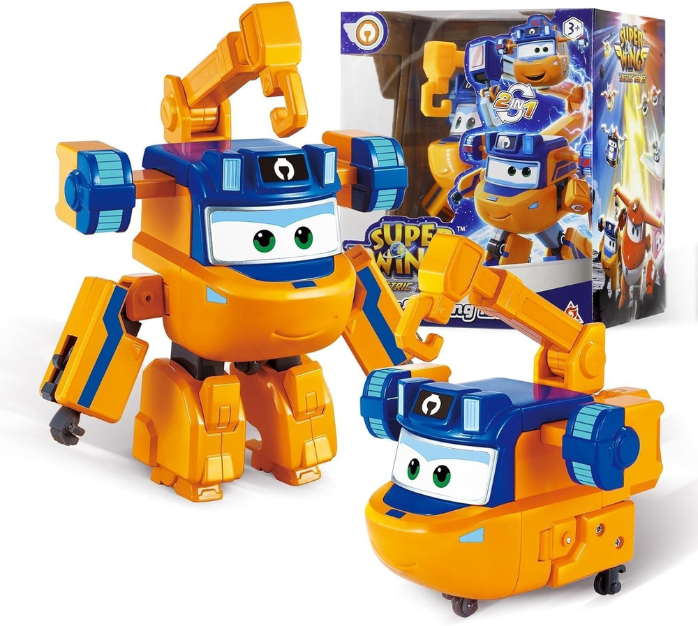 Super Wings Transformation Plane Supercharged Traver, kb. 12,7 cm-es nagy gyerekek Játékfigura Repülőgép és Robot figura fiúknak és 3 évesnél idősebb lányoknak ezüst akciófigurák Naty Shop Marty