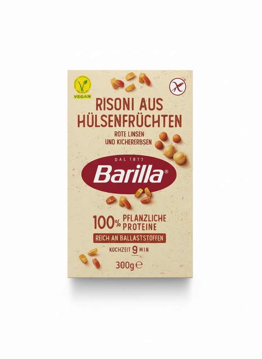 Barilla Risoni hüvelyesekből - vöröslencse és csicseriborsó, 1 csomag (1 x 300g)