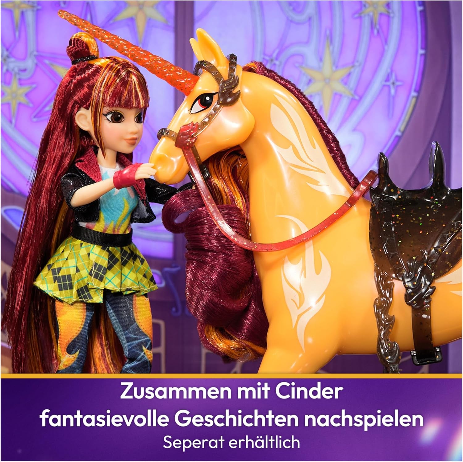 Păpușa Valentina de la Unicorn Academy - păpușa originală din popularul serial Netflix, 24 cm înălțime, cu păr natural, haine și accesorii detașabile, pentru copii cu vârsta de 4 ani și peste