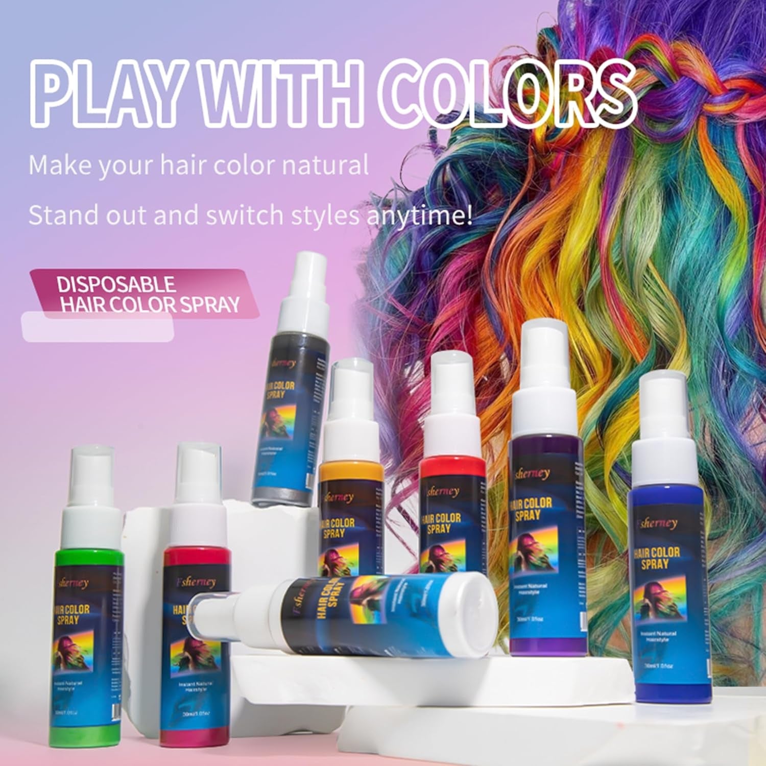 Hairspray Colour - 30ml Spray temporar de culoare pentru păr verde, vopsea de păr naturală Spray temporar de culoare pentru păr, vopsea de păr lavabilă pentru păr pentru petrecere Cosplay Halloween (verde) Vopsea pentru par Naty Shop